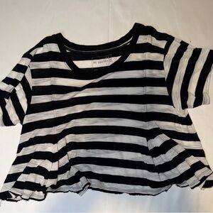 We The Free Womens Small Striped Crop Top Black White Raw Hem Free People